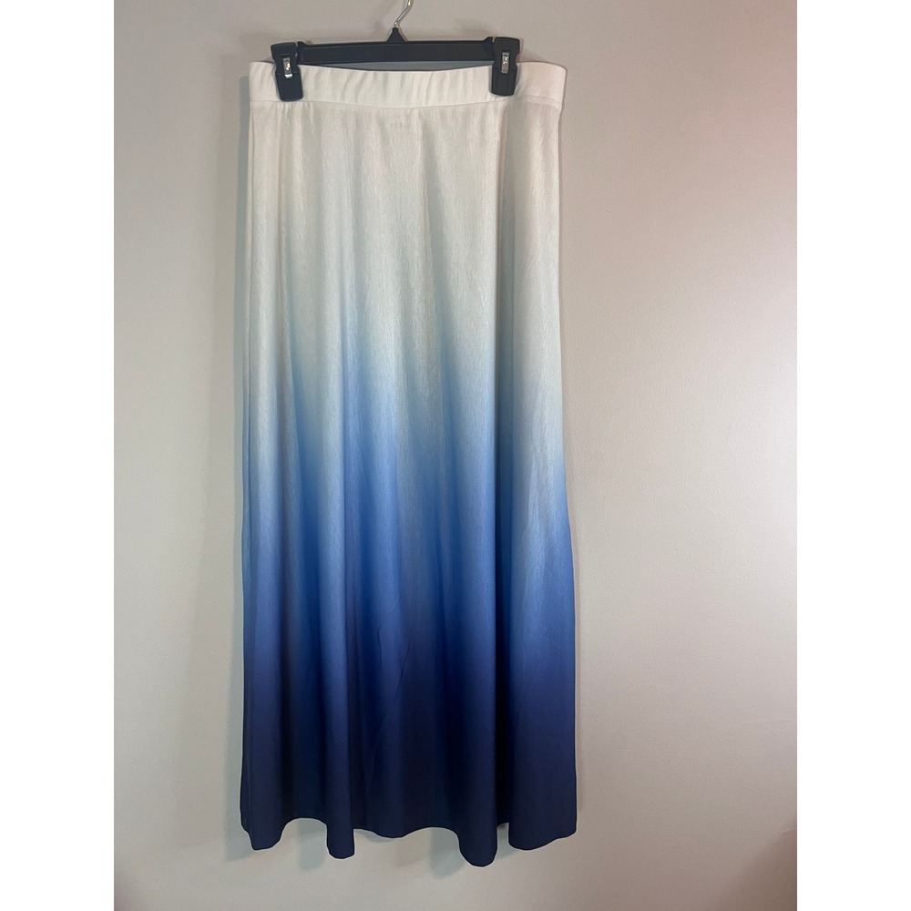 Cato Womens Ombre Maxi Skirt Blue White Gradient Stretch Jersey Size M
